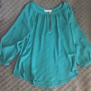 LAST CALL 🍃 Crescent, teal blouse. NWOT.